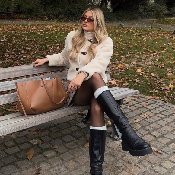 Zara FAUX FUR JACKET WITH FIREMAN CLASP - Picture 6 of 14